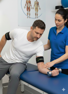 Tennisarm schneller heilen mit BFR Physiotherapie Übungen Reha